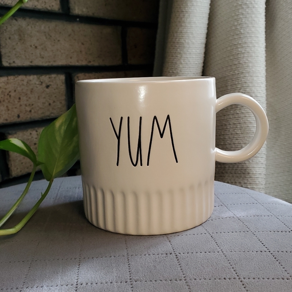 Rae Dunn Cream 'YUM' Mug